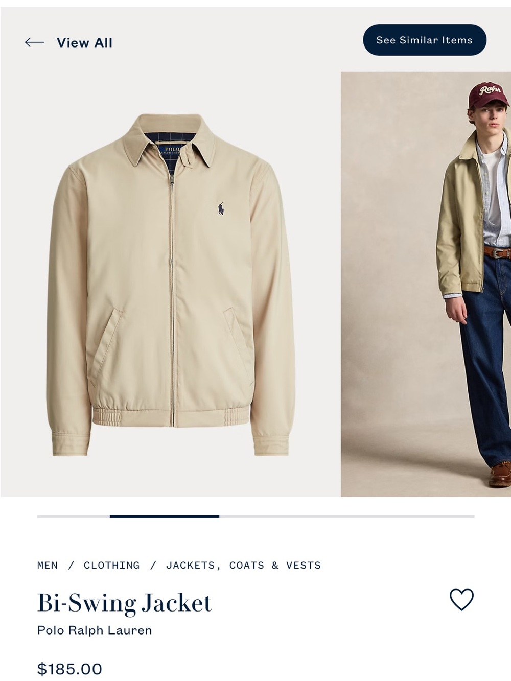 Polo by Ralph Lauren Lightweight Bi-Swing Jacket — Cream
